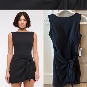 NWT (S) AF YPB Activewear Tie Game Dress Black Wrap Front w/ shorts and bra pads